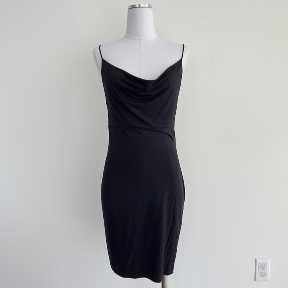 Reformation Dress Womens Large Black Cowl Neck Sleeveless Mini Slip Stretch USA - Picture 1 of 9